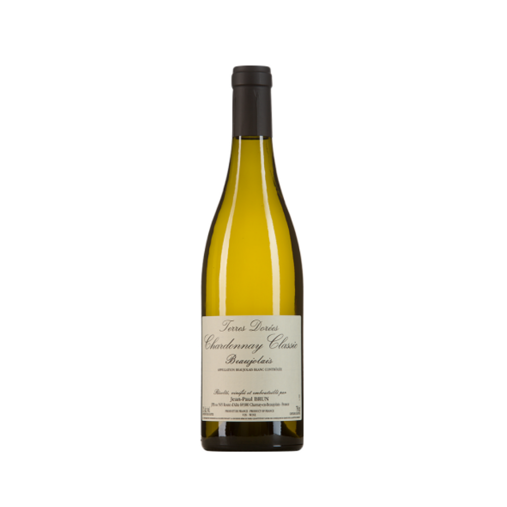A bottle of 2019 Beaujolais Blanc by Domaine Des Terres Dorées from The Living Vine
