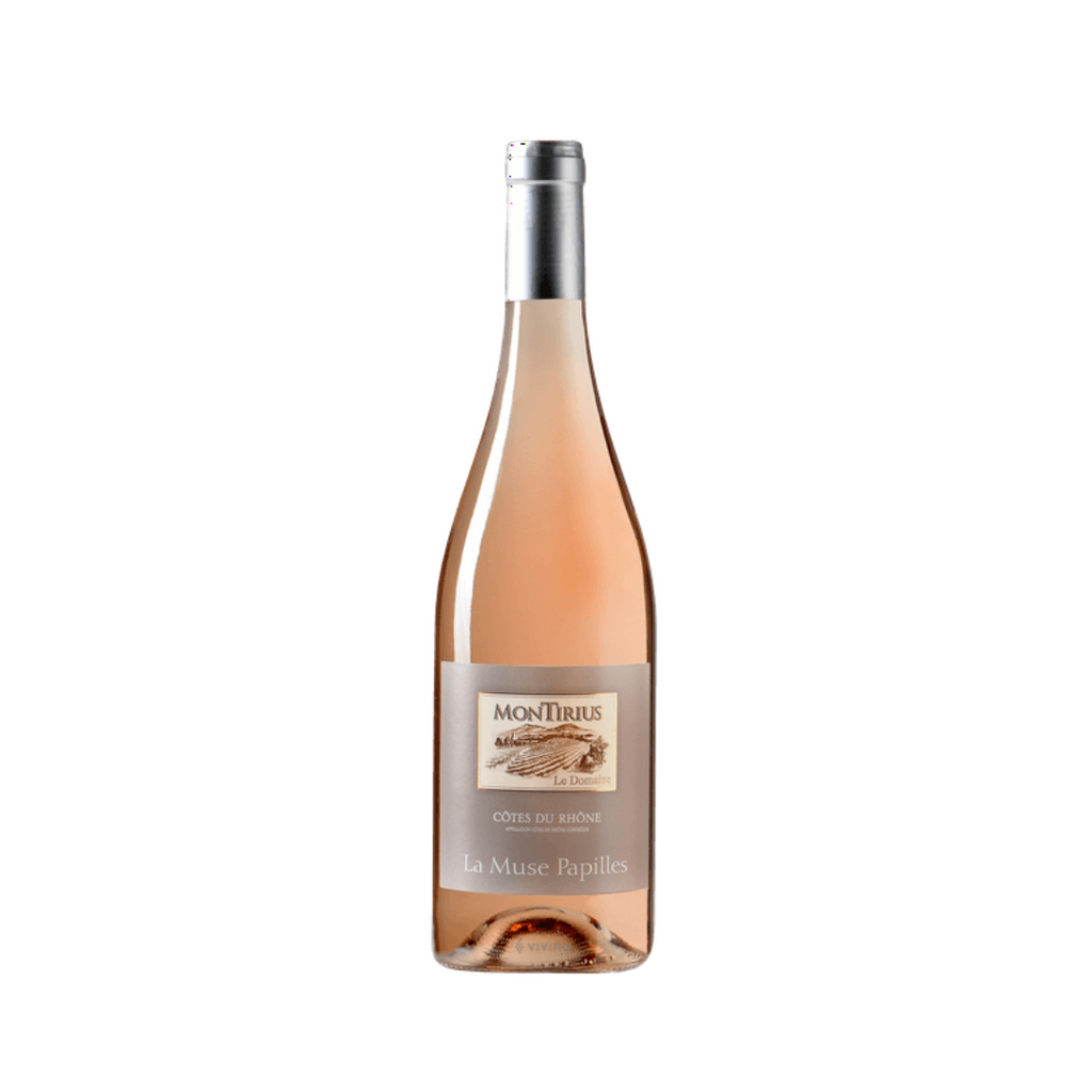 A bottle of 2017 La Muse Papilles Rosé by Montirius from The Living Vine