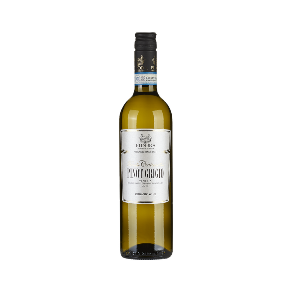 A bottle of 2019 Pinot Grigio by Fidora from The Living Vine